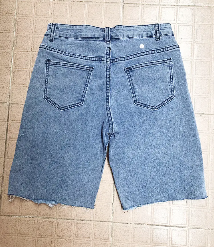 Women Ripped Denim Shorts Blue 2021 New Style - Image 3