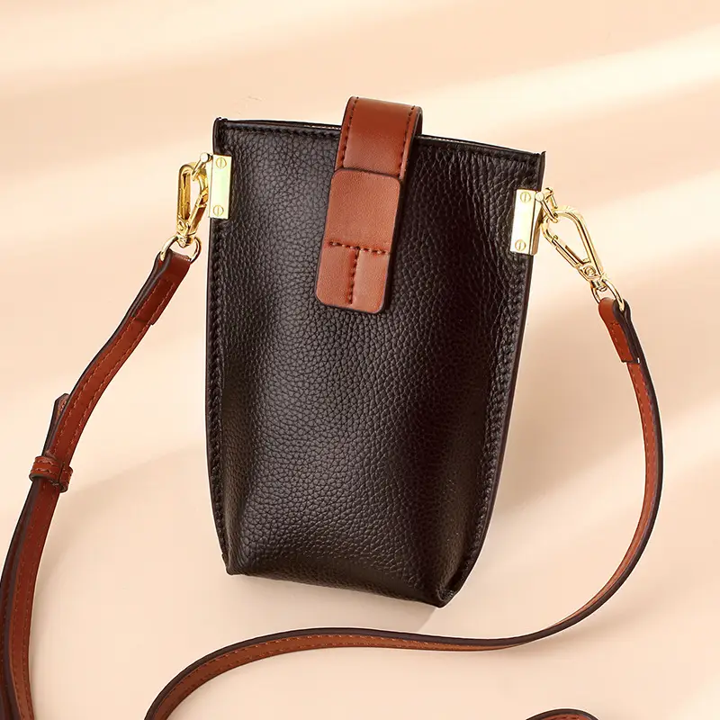2021 Genuine Leather Crossbody Bag Women Rhombic Chanel Pearl Chain Mobile Phone Bag — feature 13