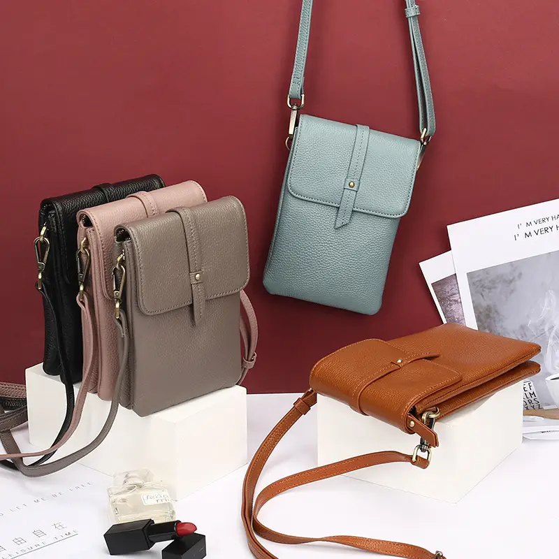 2021 Genuine Leather Crossbody Bag Women Rhombic Chanel Pearl Chain Mobile Phone Bag — feature 17