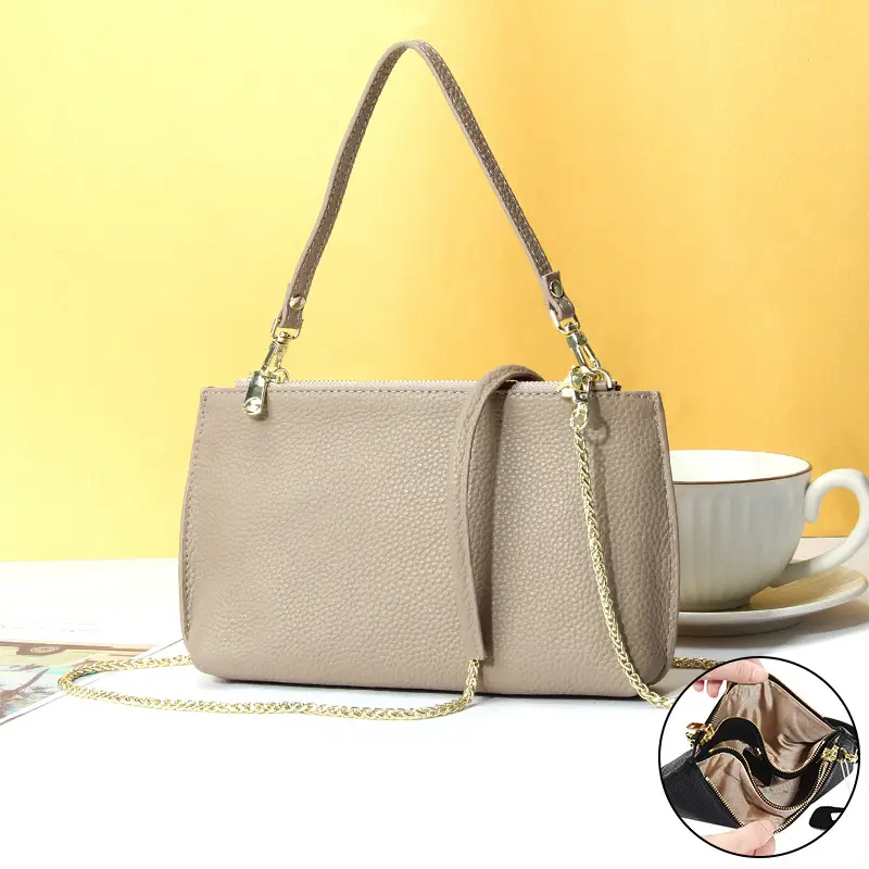 2021 Genuine Leather Crossbody Bag Women Rhombic Chanel Pearl Chain Mobile Phone Bag — feature 29