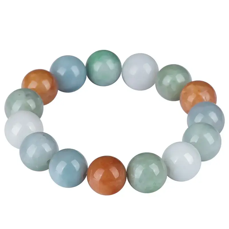 Tri-color Ice Jade Bracelet 13mm for Men Women - Image 5