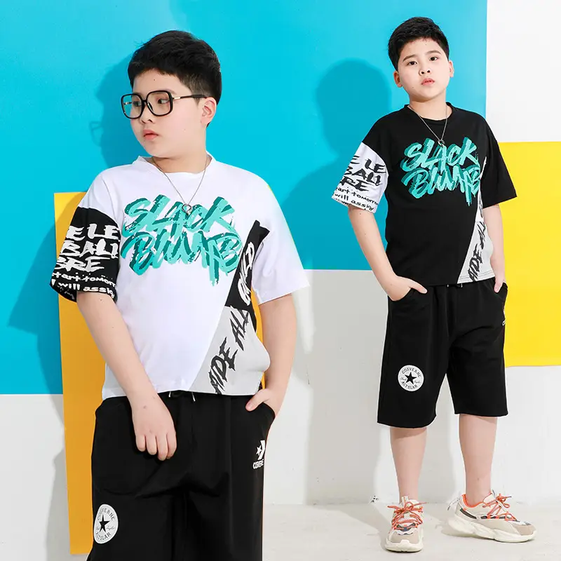 Men's Black Graphic Shorts Set for Boys Summer Wear - Image 5