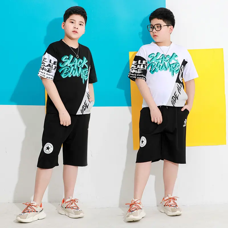 Men's Black Graphic Shorts Set for Boys Summer Wear - Image 6
