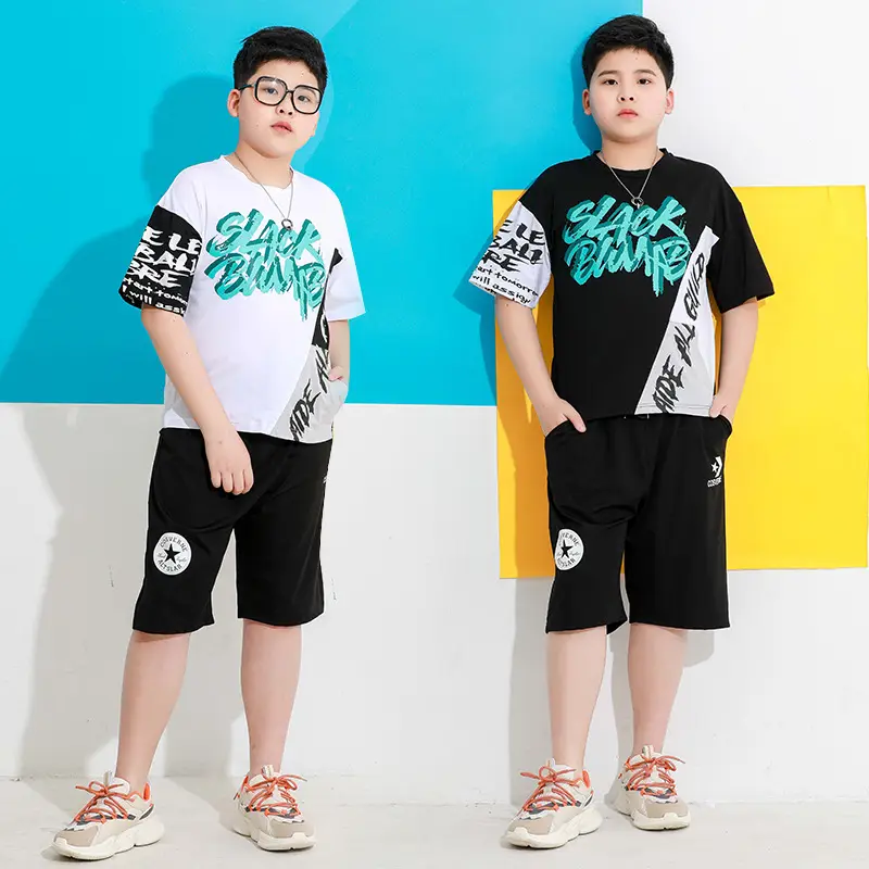 Men's Black Graphic Shorts Set for Boys Summer Wear - Image 7