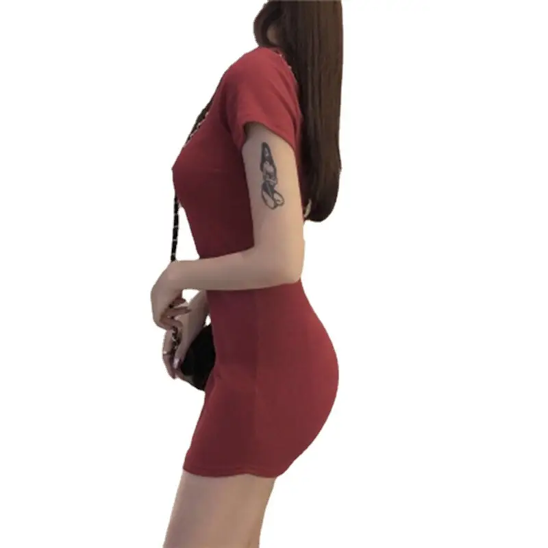 Women 2025 A-Line Hip Skirt Round Neck Short Sleeve - Image 7