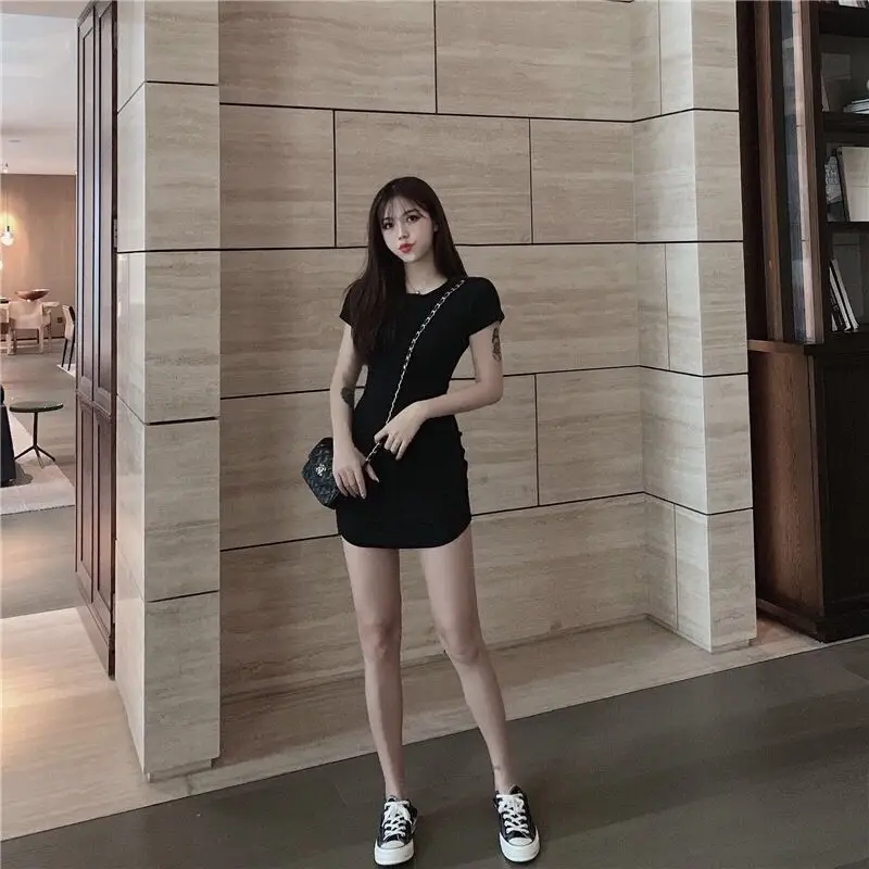Women 2025 A-Line Hip Skirt Round Neck Short Sleeve — feature 15
