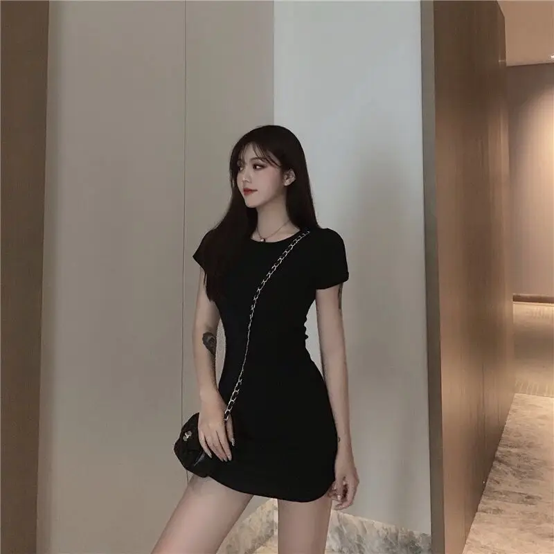 Women 2025 A-Line Hip Skirt Round Neck Short Sleeve — feature 17