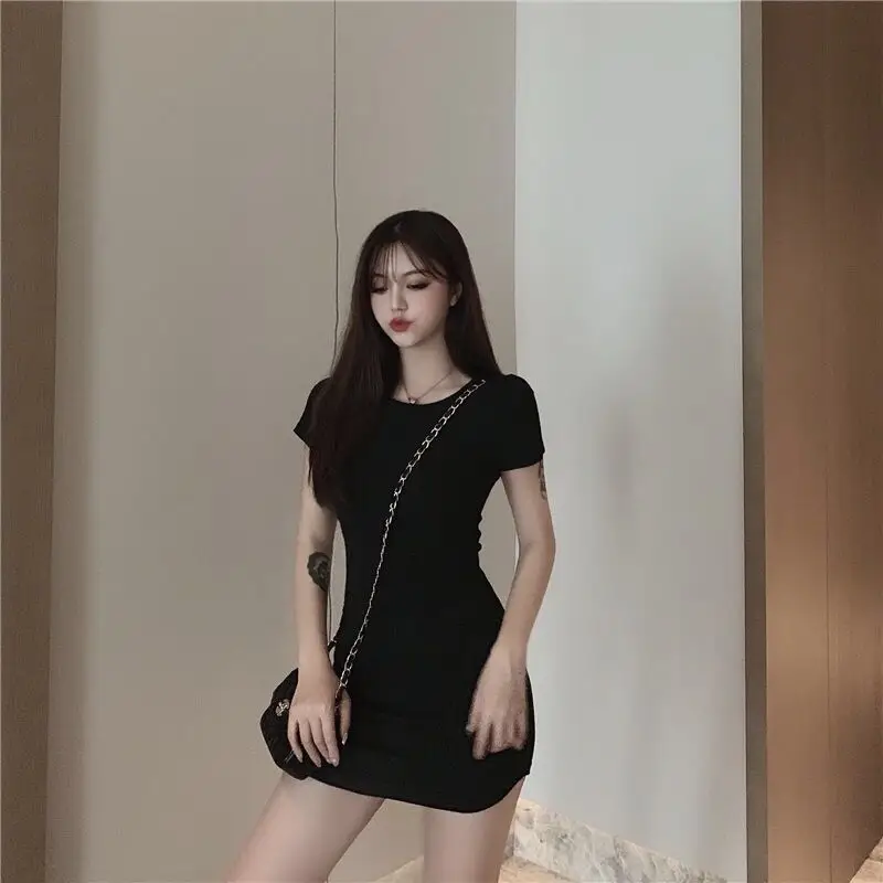 Women 2025 A-Line Hip Skirt Round Neck Short Sleeve — feature 19