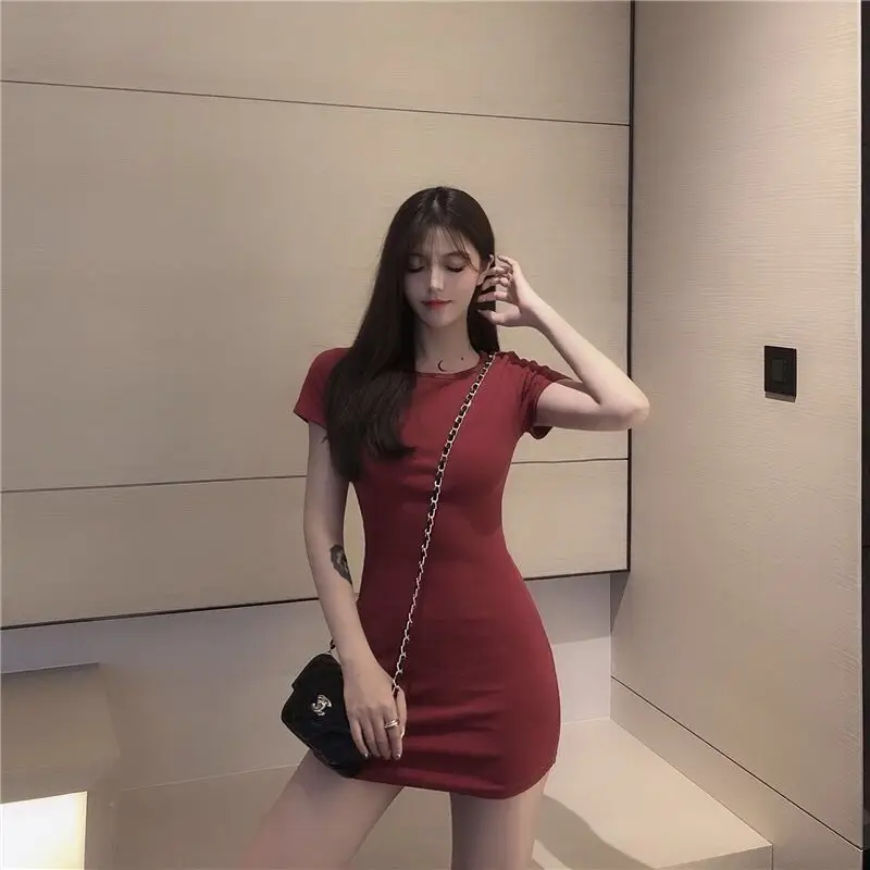 Women 2025 A-Line Hip Skirt Round Neck Short Sleeve — feature 3