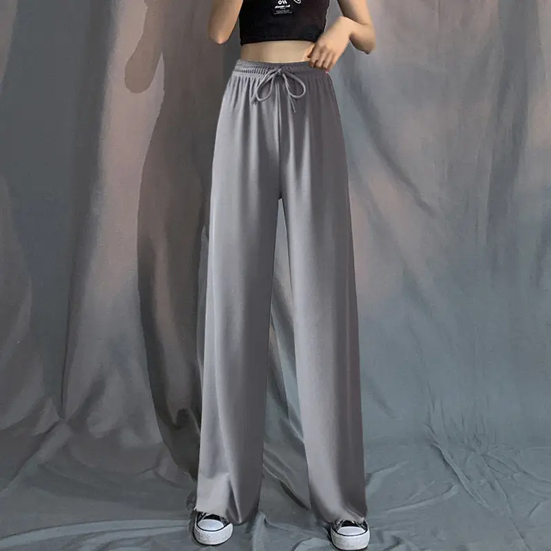 Ice Silk Wide-leg Pants Women Summer 2021