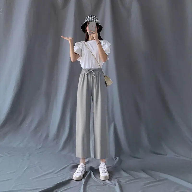 Ice Silk Wide-leg Pants Women Summer 2021