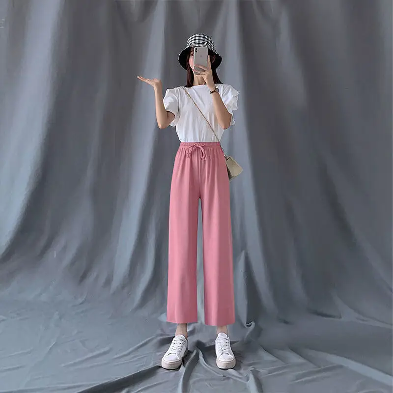 Ice Silk Wide-leg Pants Women Summer 2021