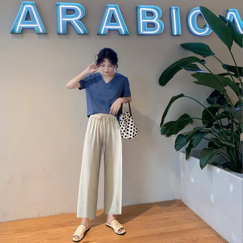 Ice Silk Wide-leg Pants Women Summer 2021