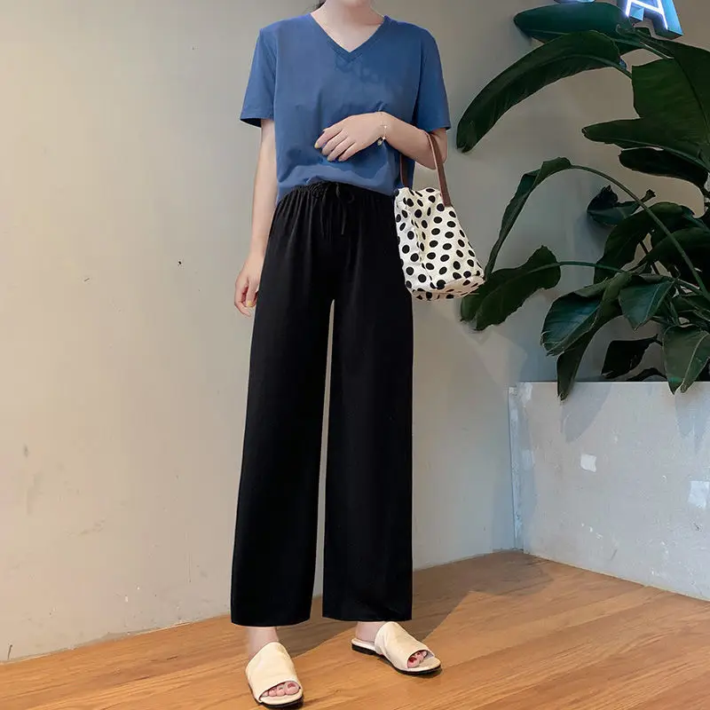 Ice Silk Wide-leg Pants Women Summer 2021
