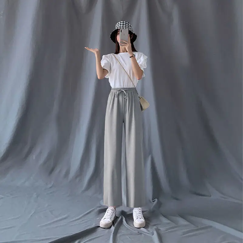 Ice Silk Wide-leg Pants Women Summer 2021