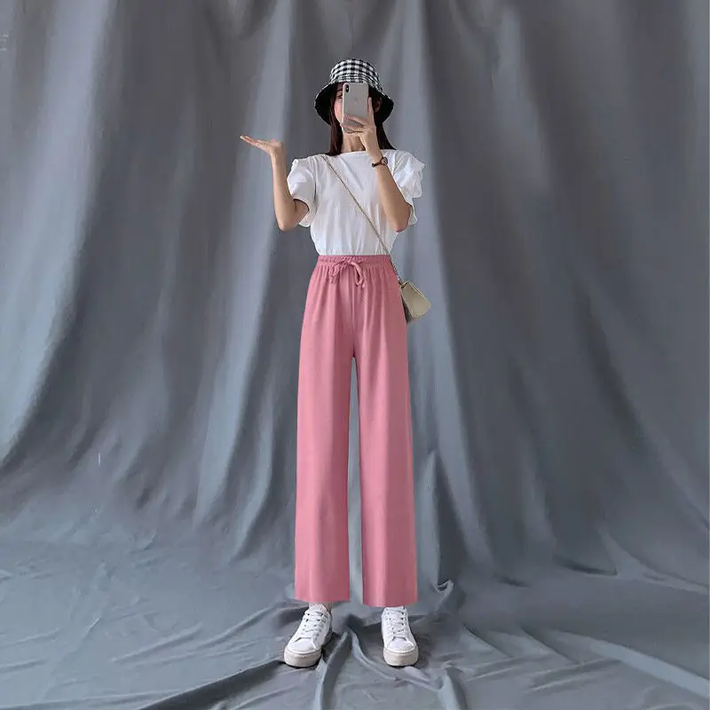Ice Silk Wide-leg Pants Women Summer 2021