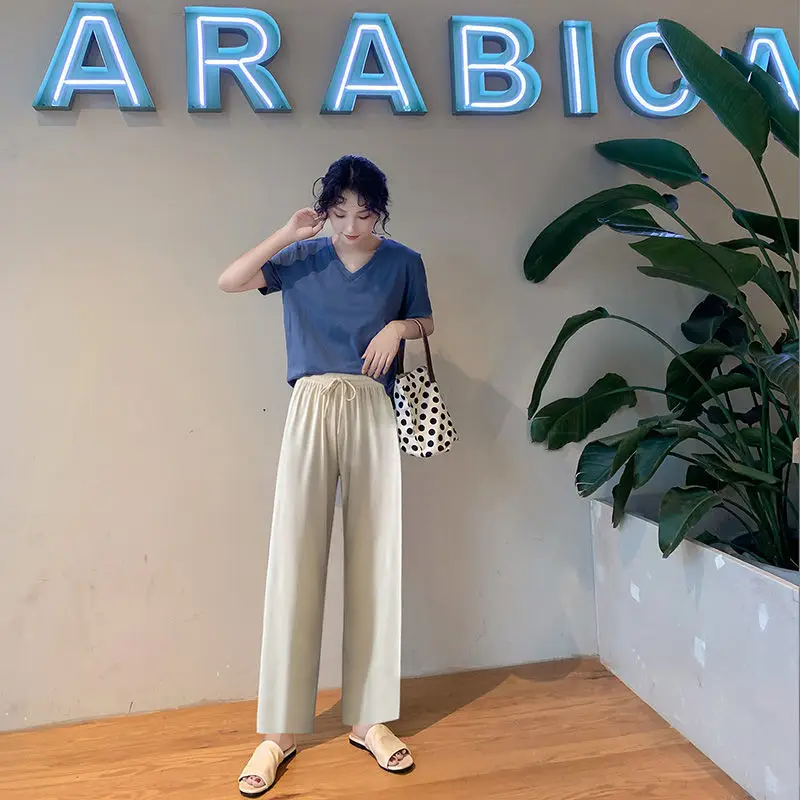 Ice Silk Wide-leg Pants Women Summer 2021