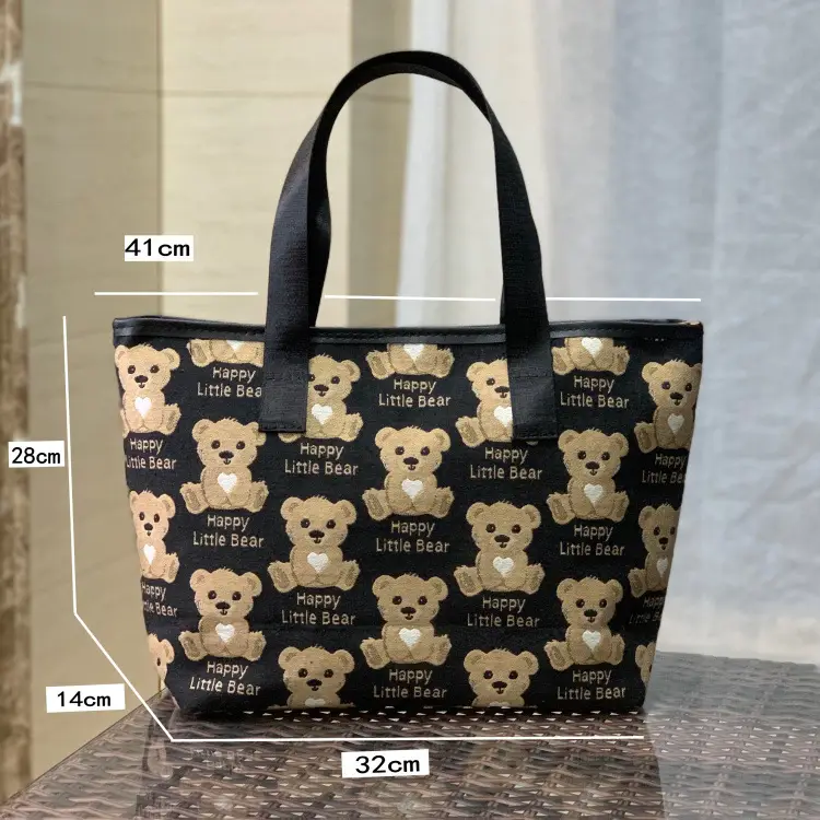 Black Checkered Korean Style Tote Bag Large Capacity - Image 3