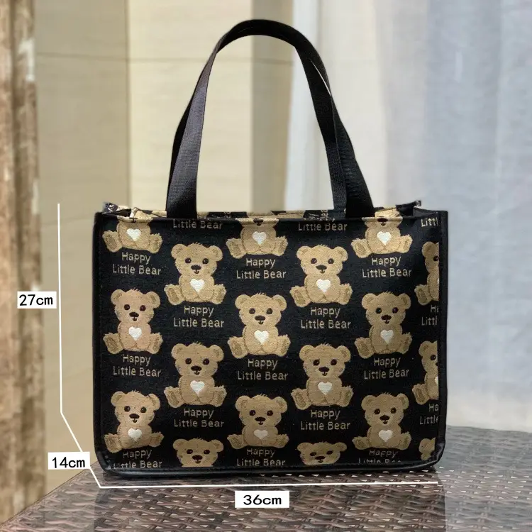 Black Checkered Korean Style Tote Bag Large Capacity - Image 4