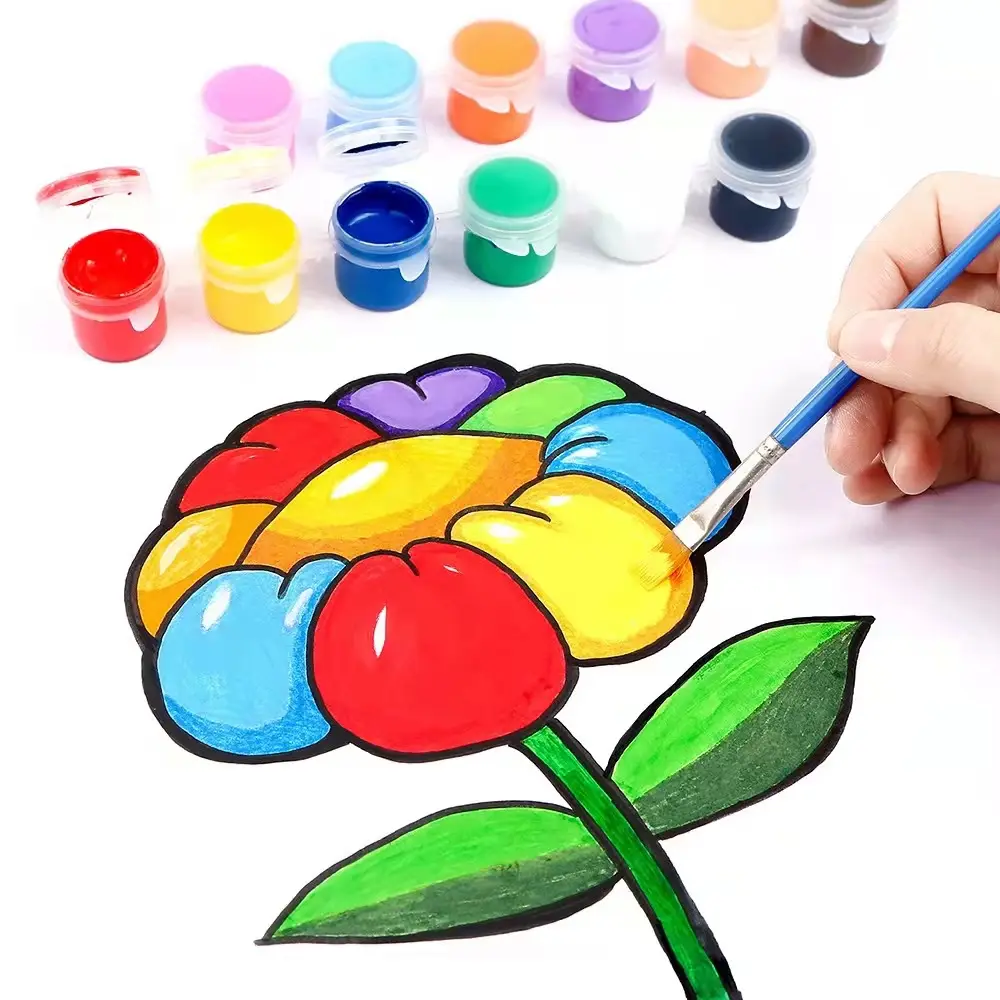 There is a saying that acrylic painting 12-color conjoined watercolor gouache pigment 3ml children can finger DIY painting art pigment