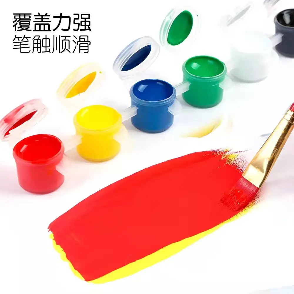 There is a saying that acrylic painting 12-color conjoined watercolor gouache pigment 3ml children can finger DIY painting art pigment