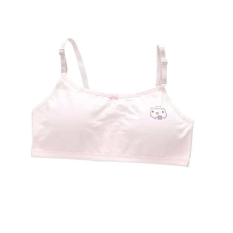 White Cartoon Print Cotton Bra with Shoulder Strap
