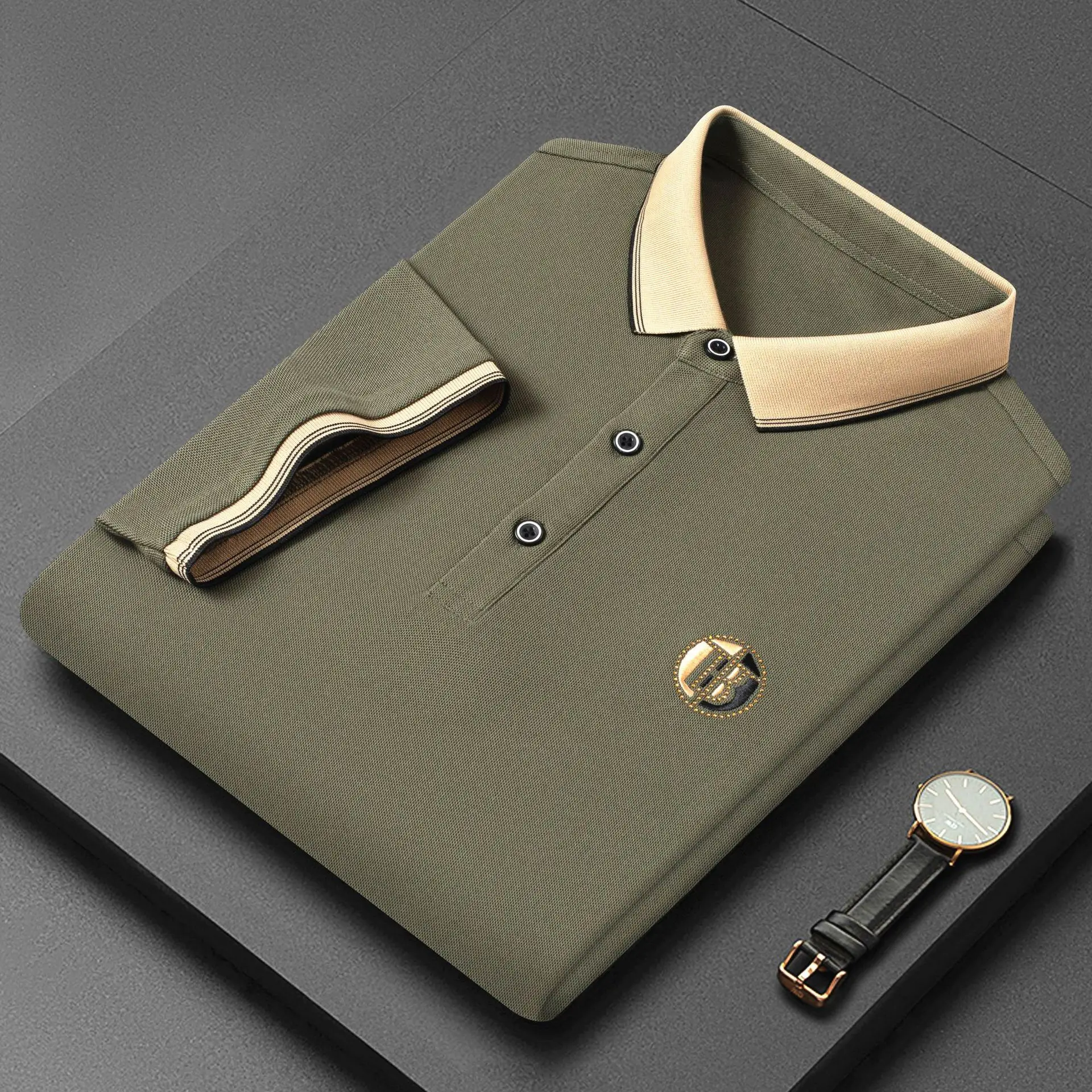Men's White Polo Shirt Short Sleeve Lapel - Image 10