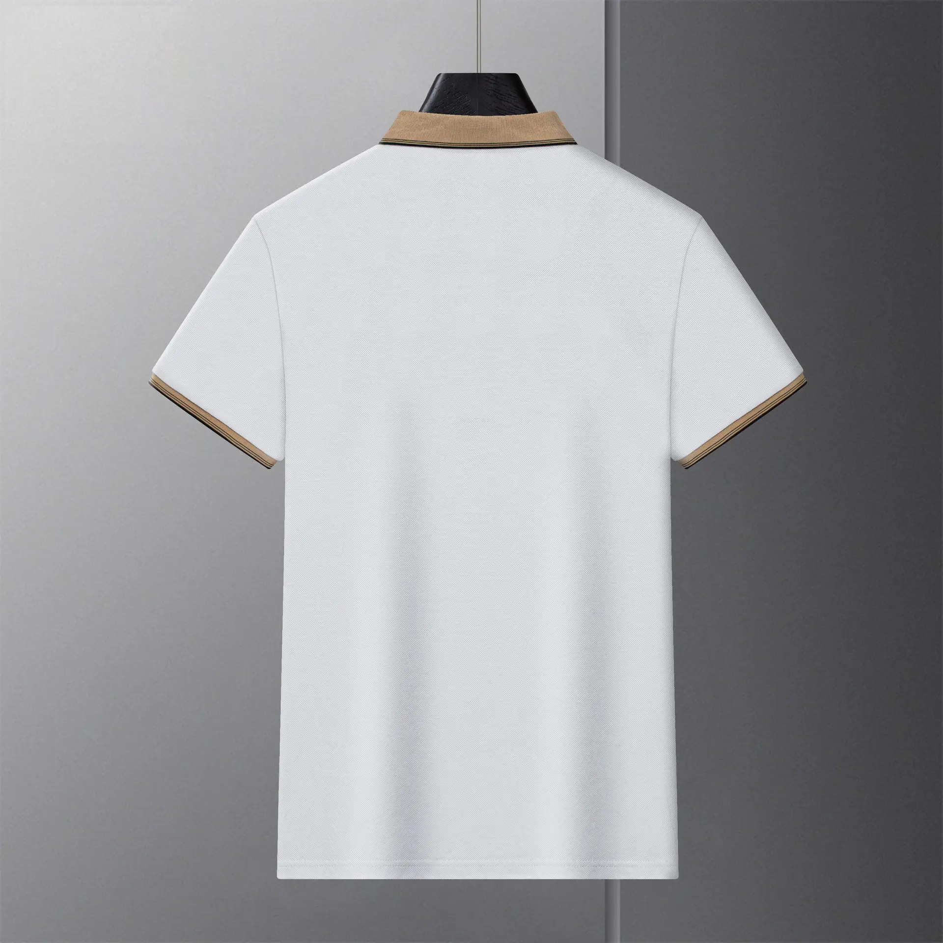 Men's White Polo Shirt Short Sleeve Lapel — feature 3