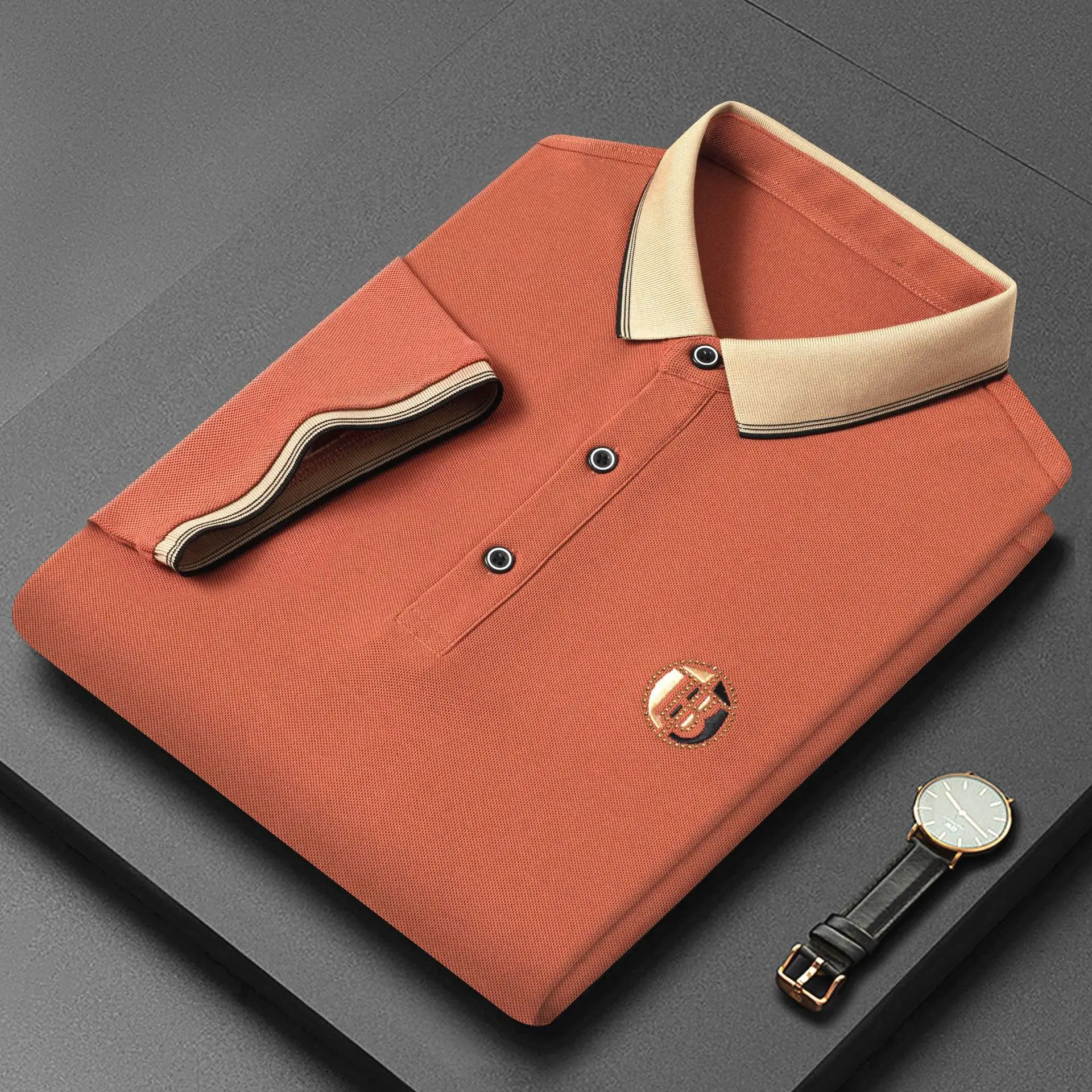 Men's White Polo Shirt Short Sleeve Lapel - Image 5