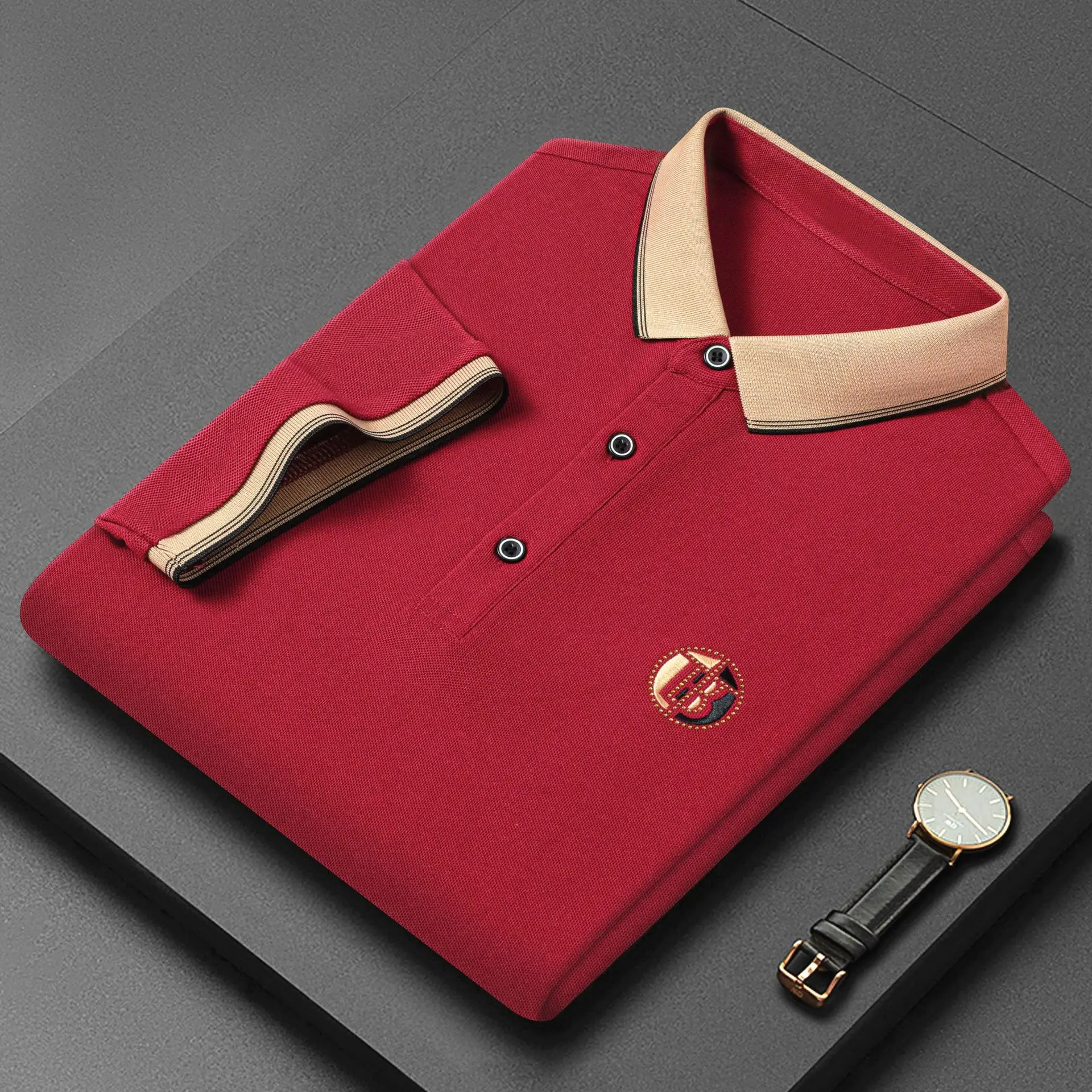 Men's White Polo Shirt Short Sleeve Lapel - Image 6