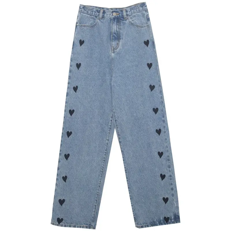 Love Embroidered Denim Straight Leg Pants Women 2021 - Image 5