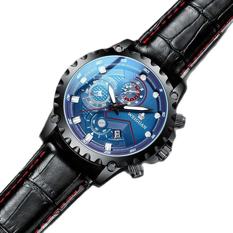 Men's Black Mechanical Sports Watch with Blue Dial - Image 7