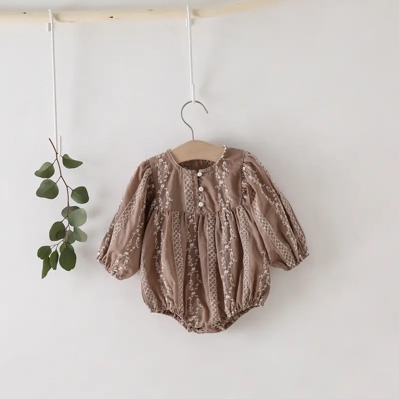 Baby Embroidered Long Sleeve Jumpsuit Spring 0-1 - Image 2