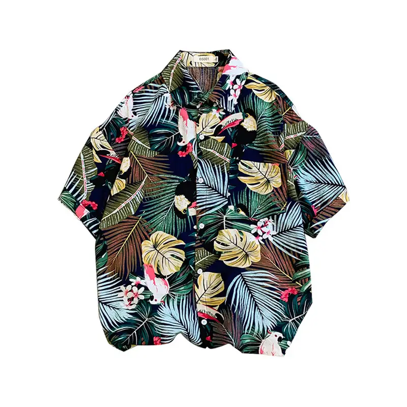 Hawaii Pineapple Print Short Sleeve Men Shirt Large