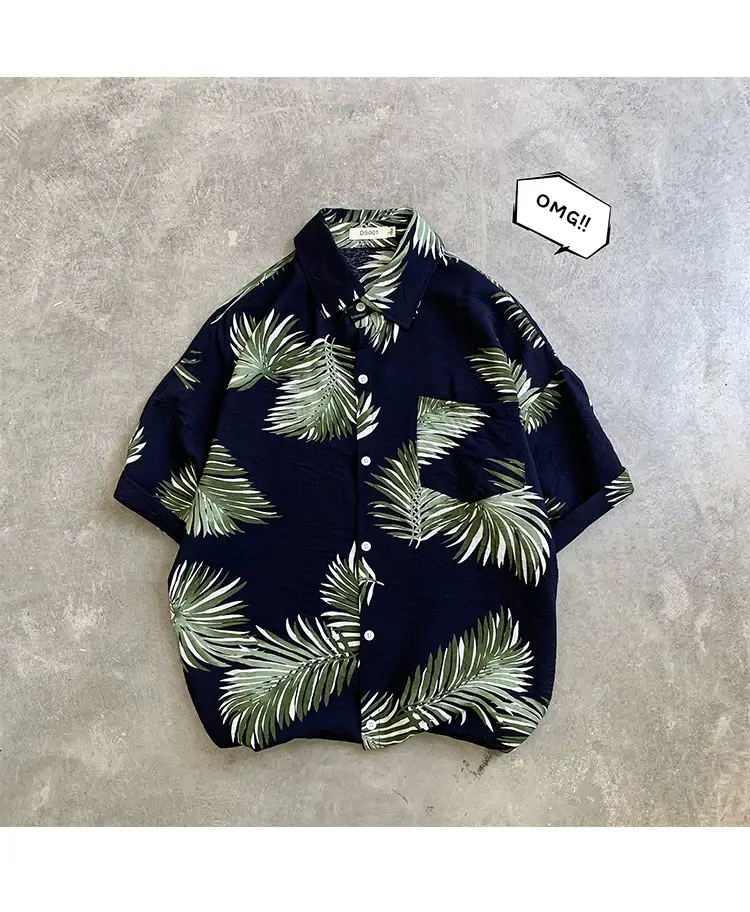 Hawaii Pineapple Print Short Sleeve Men Shirt Large — feature 7