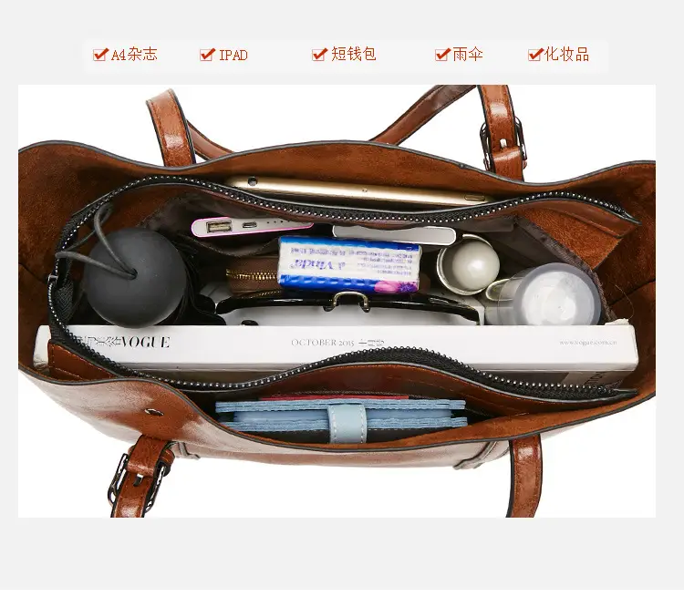 Brown Leather Shoulder Messenger Bag Large Capacity 2021 — feature 8
