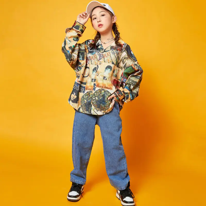 Girls Hip Hop Hip Hop Pants Light Blue Kids - Image 5