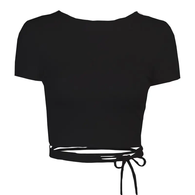 Women's Backless Chest T-Shirt White Pink Black - Image 3