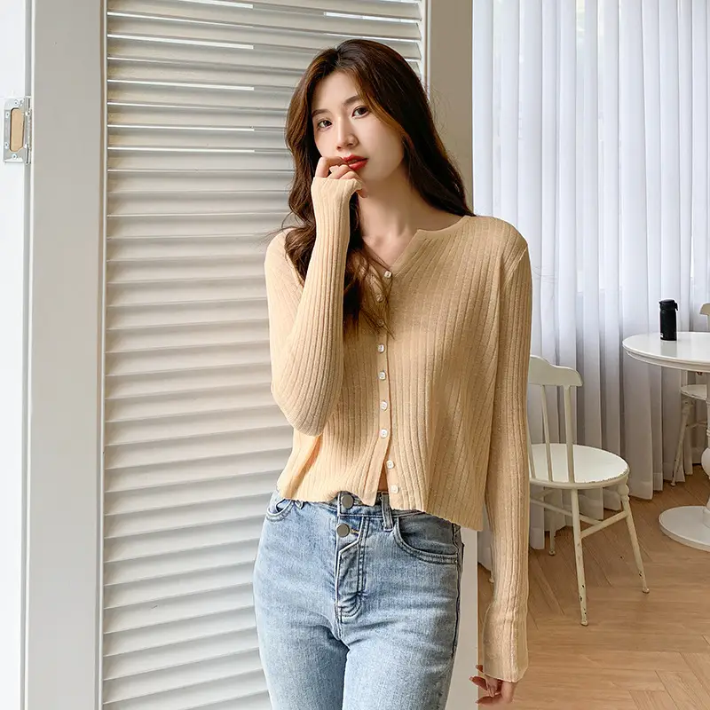 Women's Black Long Sleeve Tencel Linen Cardigan Sweater - Image 11