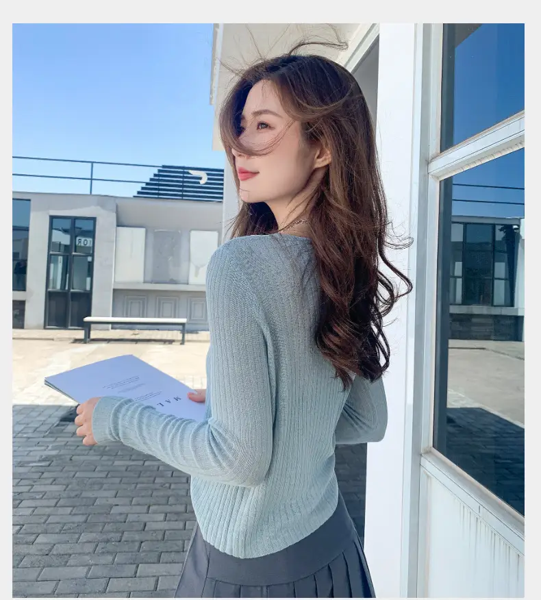 Women's Black Long Sleeve Tencel Linen Cardigan Sweater — feature 12
