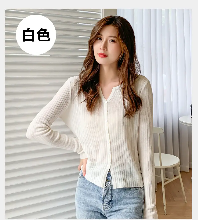 Women's Black Long Sleeve Tencel Linen Cardigan Sweater — feature 15