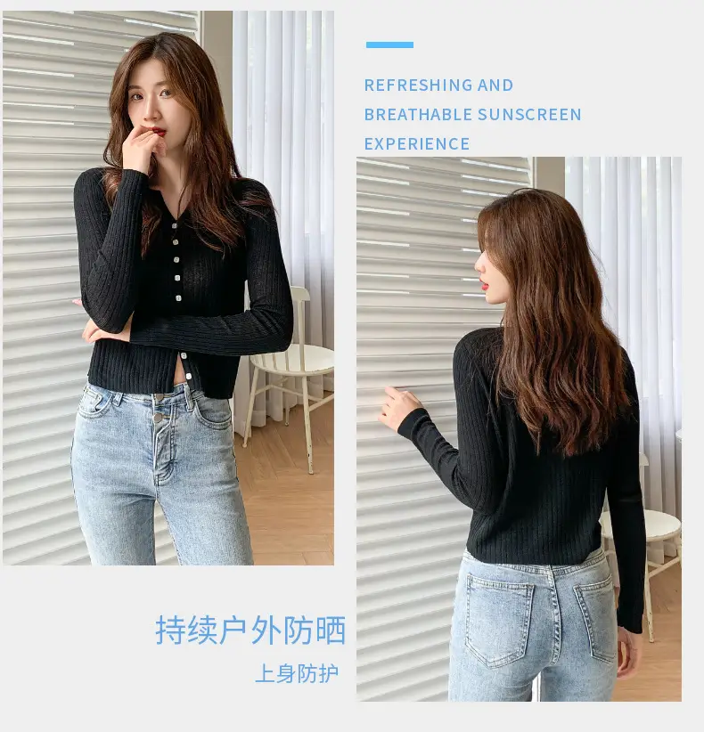Women's Black Long Sleeve Tencel Linen Cardigan Sweater — feature 22