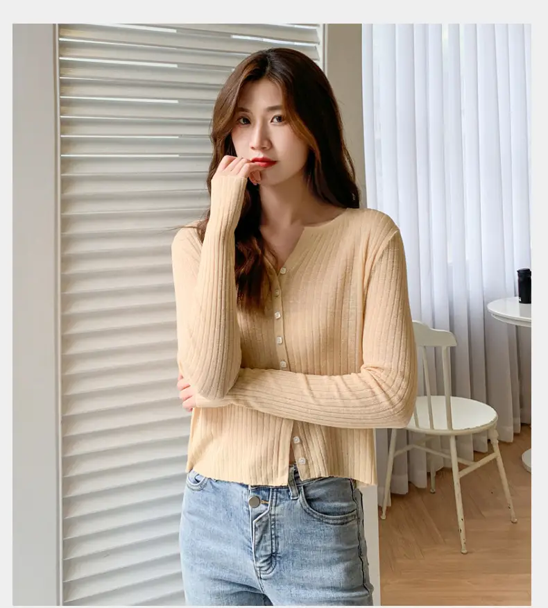 Women's Black Long Sleeve Tencel Linen Cardigan Sweater — feature 25