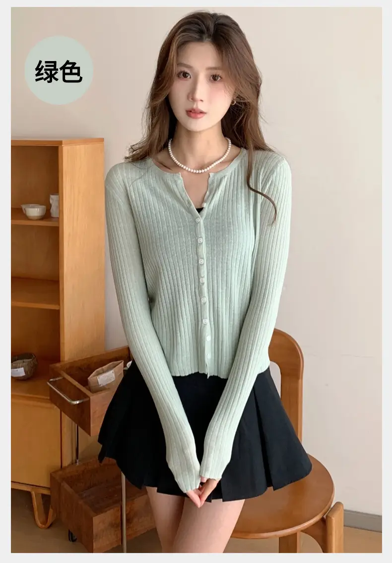 Women's Black Long Sleeve Tencel Linen Cardigan Sweater — feature 27