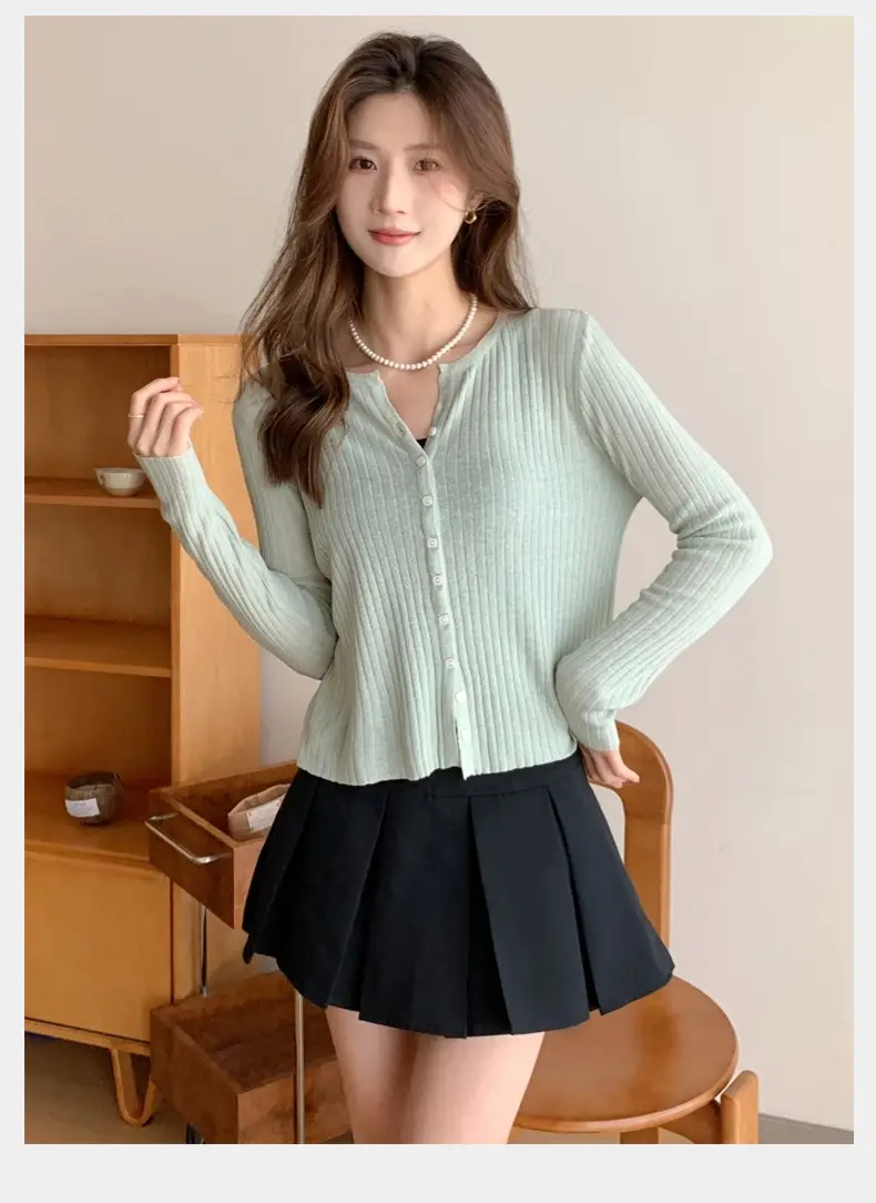 Women's Black Long Sleeve Tencel Linen Cardigan Sweater — feature 28