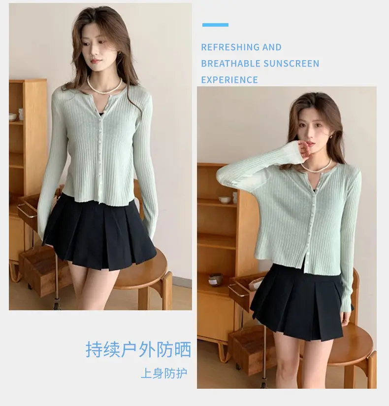 Women's Black Long Sleeve Tencel Linen Cardigan Sweater — feature 29