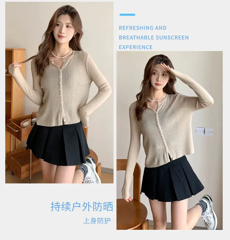 Women's Black Long Sleeve Tencel Linen Cardigan Sweater — feature 35