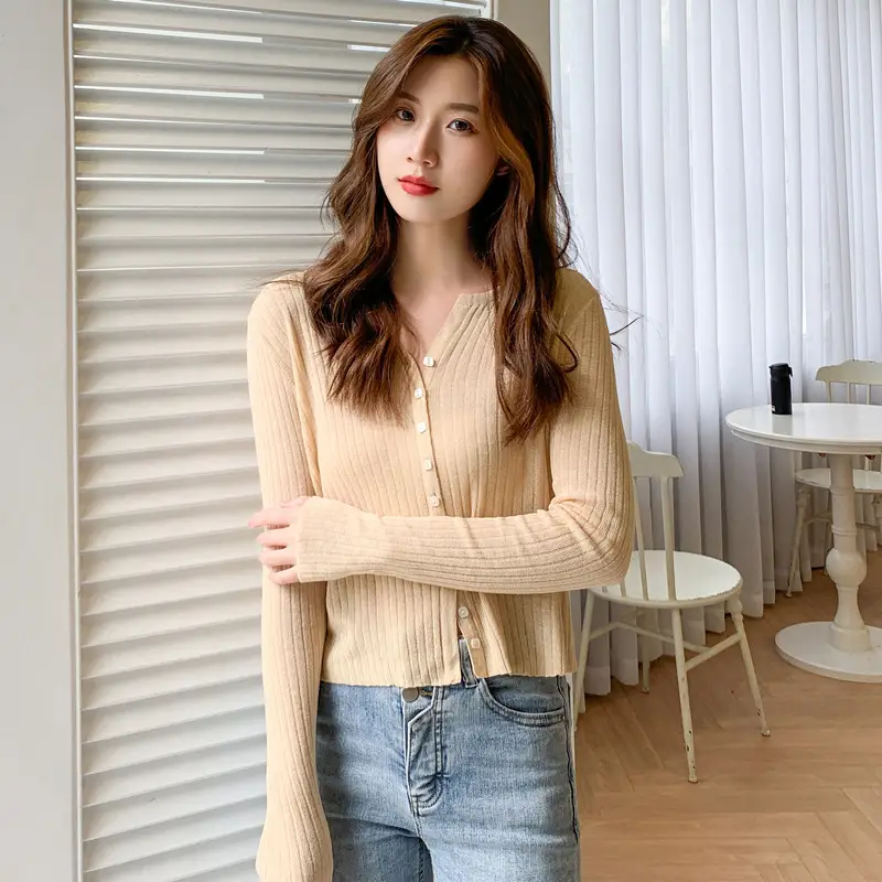 Women's Black Long Sleeve Tencel Linen Cardigan Sweater - Image 3