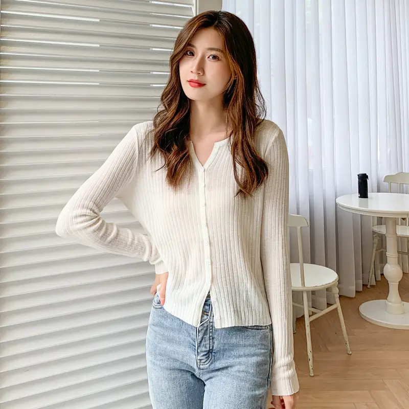 Women's Black Long Sleeve Tencel Linen Cardigan Sweater - Image 4