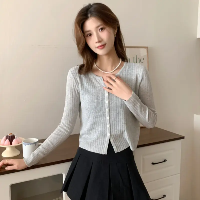 Women's Black Long Sleeve Tencel Linen Cardigan Sweater - Image 6
